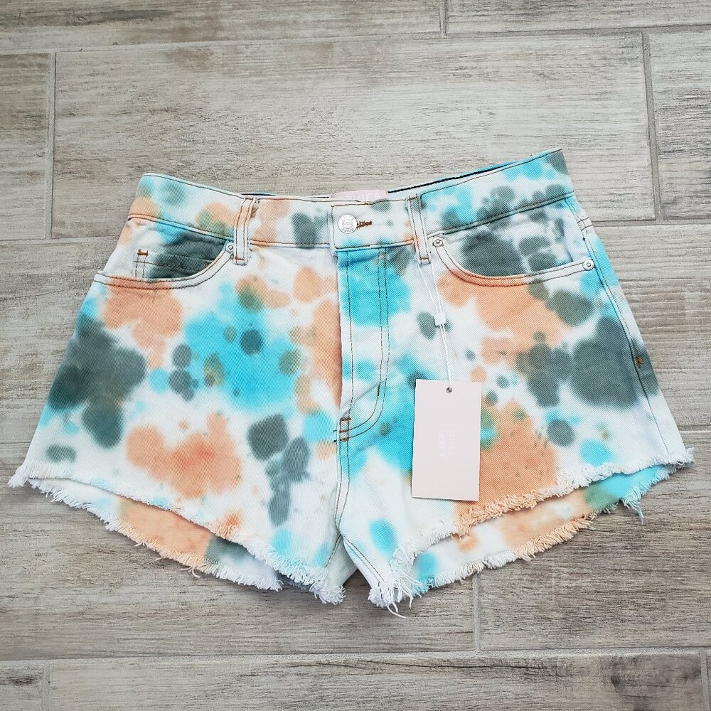 NWT Revice Women’s Denim‎ Buttonfly Hollywood Shorts in Making Dreams Tie Dye 27
